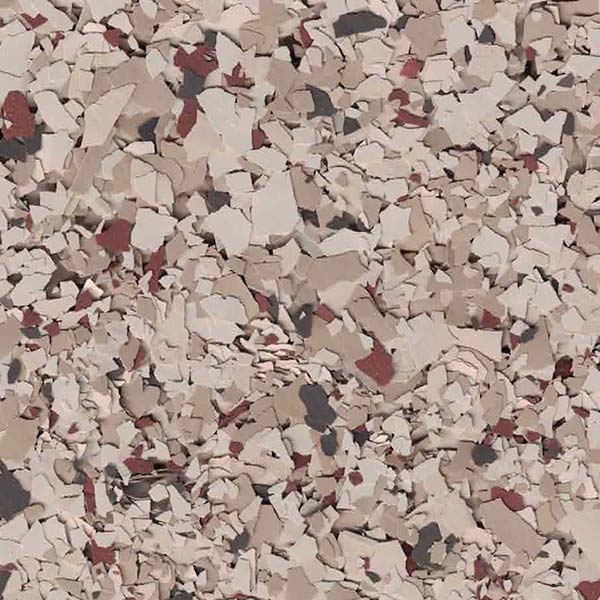 This image shows a textured surface consisting of numerous small, irregularly shaped pieces in various shades of beige, tan, and some reddish hues.