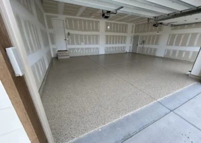 A garage floor coating done professionally by Higgins Coatings