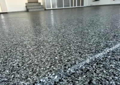 A floor coating done professionally by Higgins Coatings