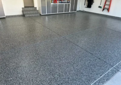 A garage floor coating done professionally by Higgins Coatings