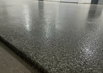 A Grey floor coating done professionally by Higgins Coatings