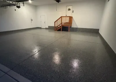 A Grey garage floor coating done professionally by Higgins Coatings